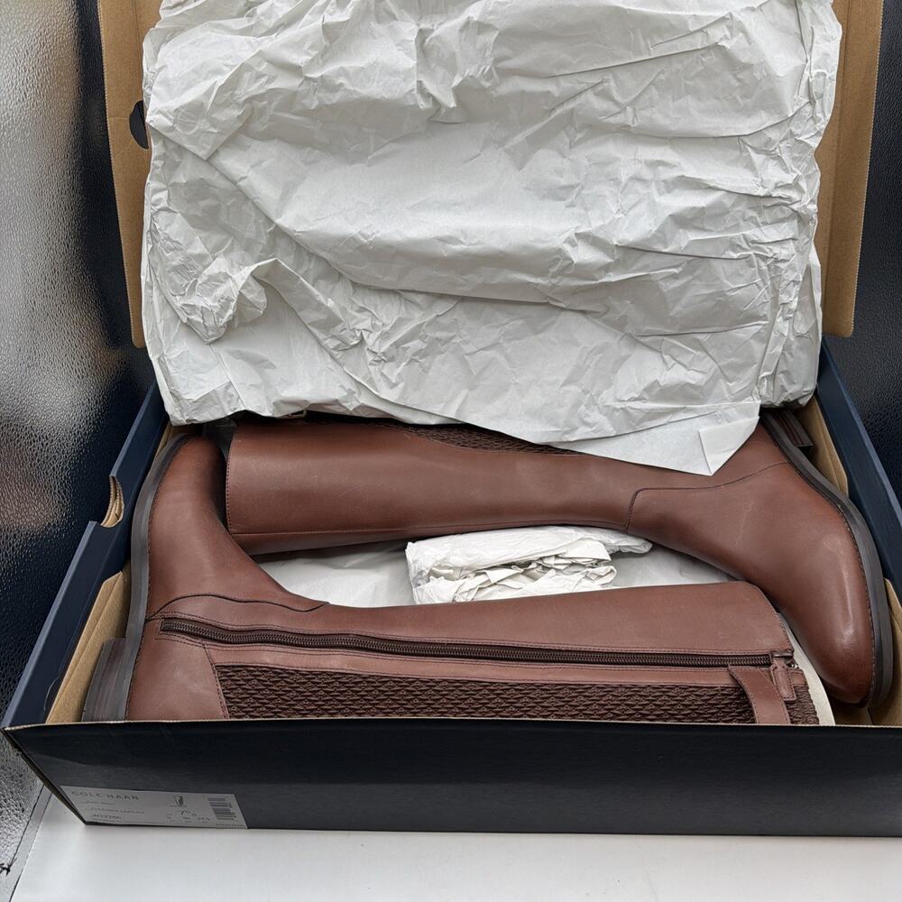 Cole Haan Women's Idah Equestrian Knee High Boots Sz 7.5B W22266 Brown Leather